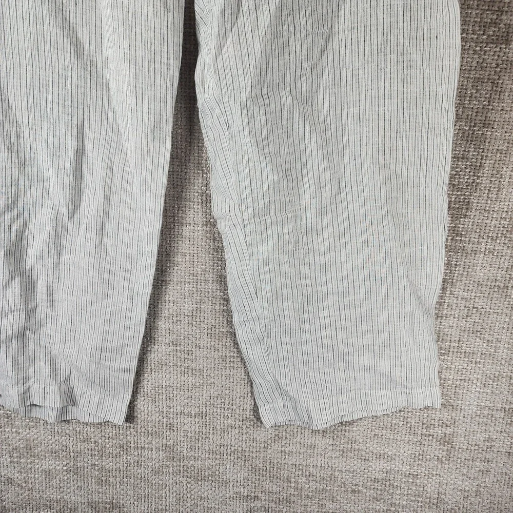 Eileen Fisher Linen Pants Womens *1X Black White Striped Wide Leg Cropped 36x27 - Picture 4 of 13